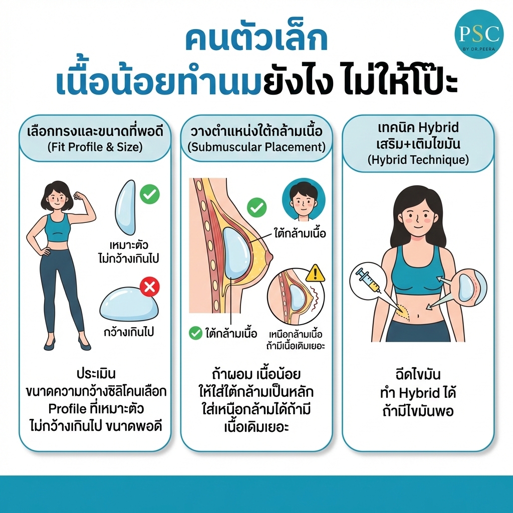 คนตัวเล็ก เนื้อน้อย "เสริมหน้าอก" อย่างไรไม่ให้เห็นขอบ? เจาะลึกเทคนิคเลือกซิลิโคนและชั้นวางสำหรับ "สาวไซส์มินิ"