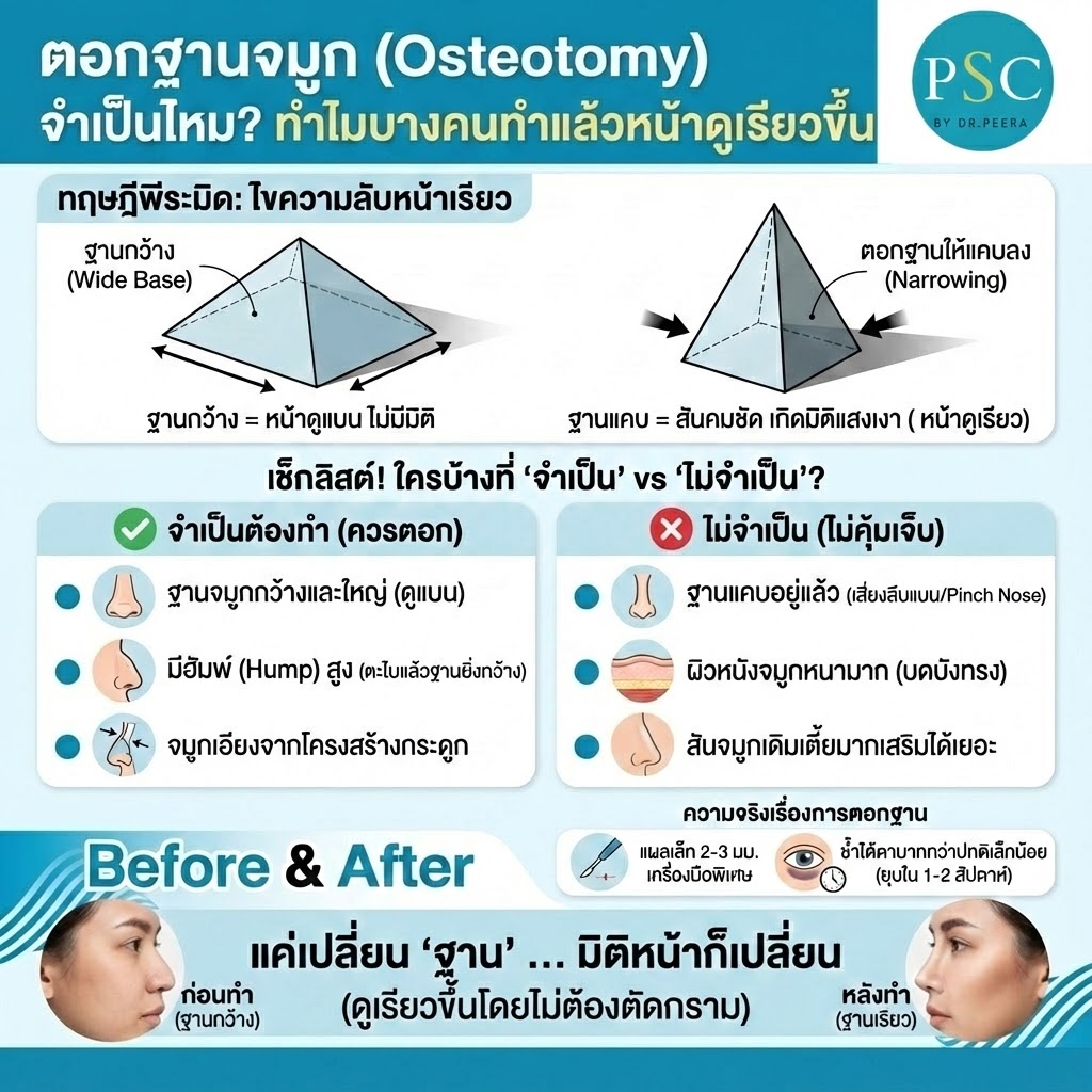 ตอกฐานจมูก (Osteotomy) จำเป็นไหม? ทำไมบางคนทำแล้วหน้าดูเรียวขึ้น แต่บางคนไม่จำเป็นต้องทำ?