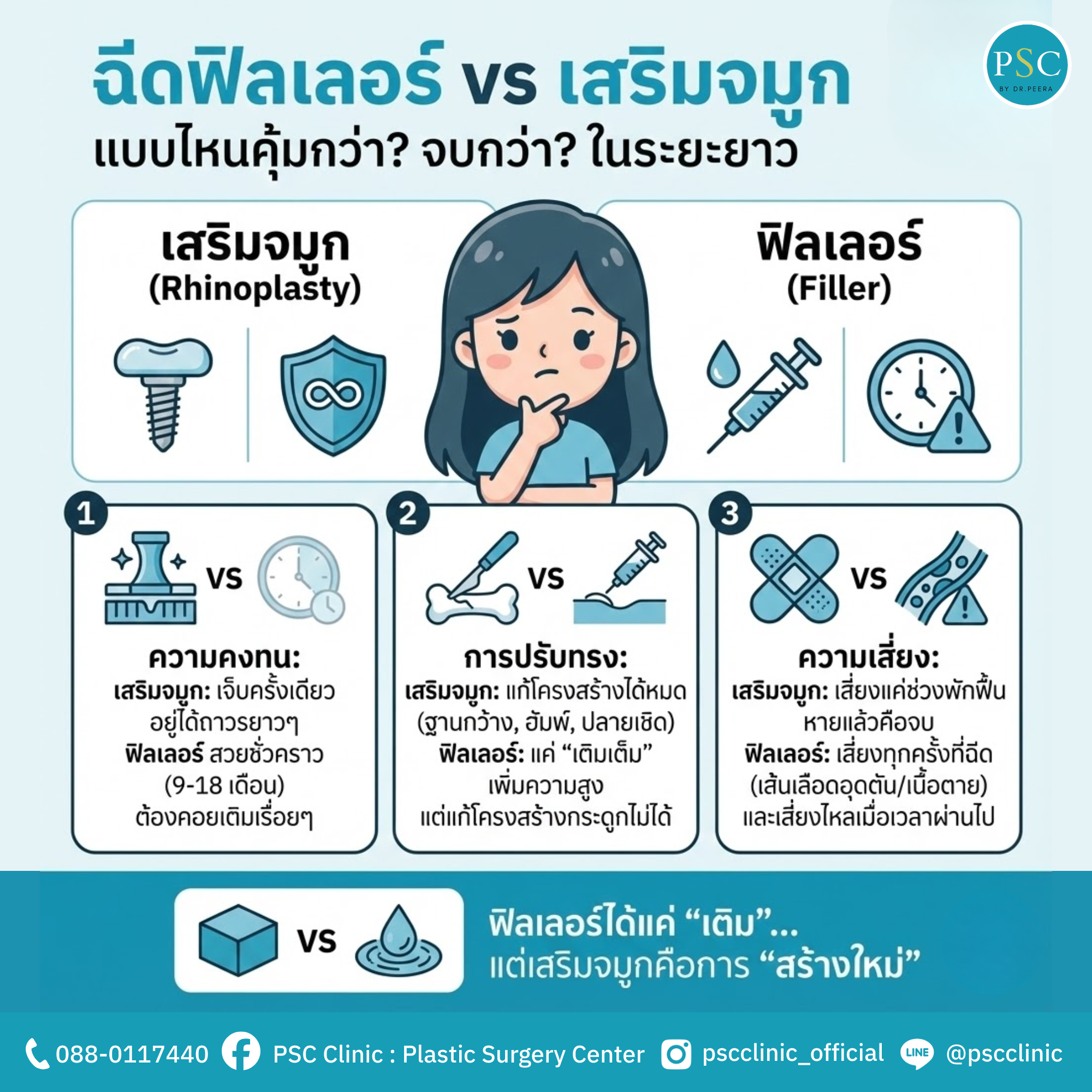 ฉีดฟิลเลอร์ vs เสริมจมูก แบบไหนดีกว่า คุ้มกว่า ในระยะยาว