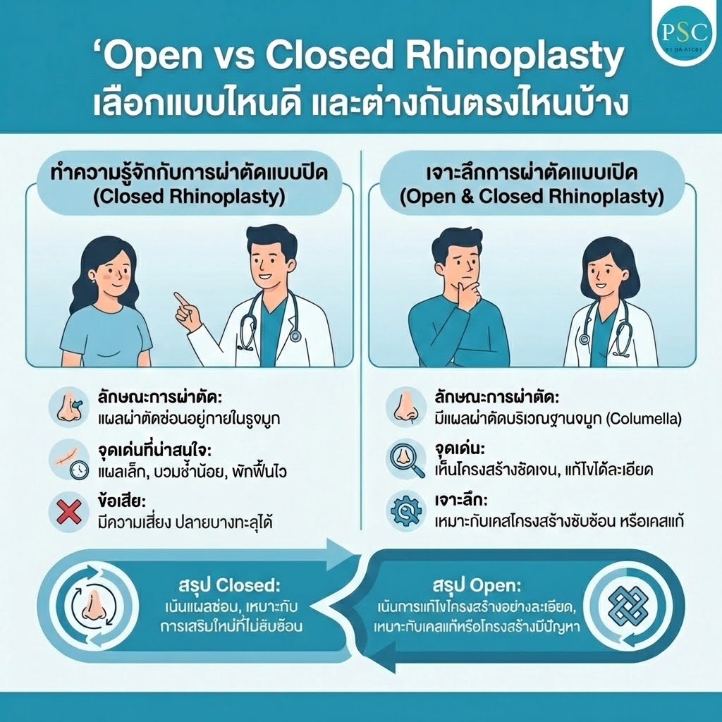 Open vs Closed Rhinoplasty เลือกแบบไหนดี และต่างกันตรงไหนบ้าง