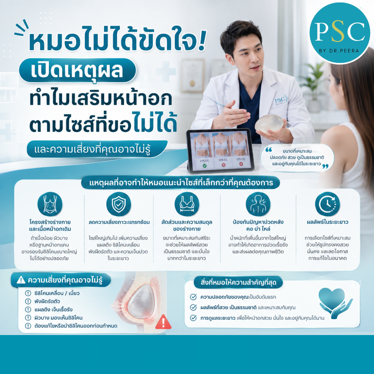 หมอไม่ได้ขัดใจ! เปิดเหตุผลทำไมเสริมหน้าอกตามไซส์ที่ขอไม่ได้ และความเสี่ยงที่คุณอาจไม่รู้