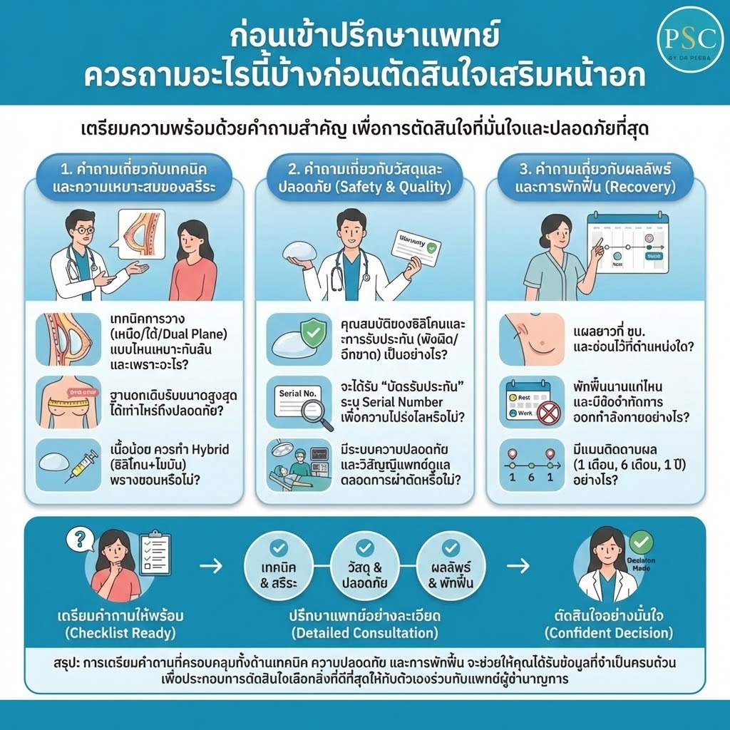 ก่อนเข้าปรึกษาแพทย์ ควรถามอะไรบ้างก่อนตัดสินใจเสริมหน้าอก