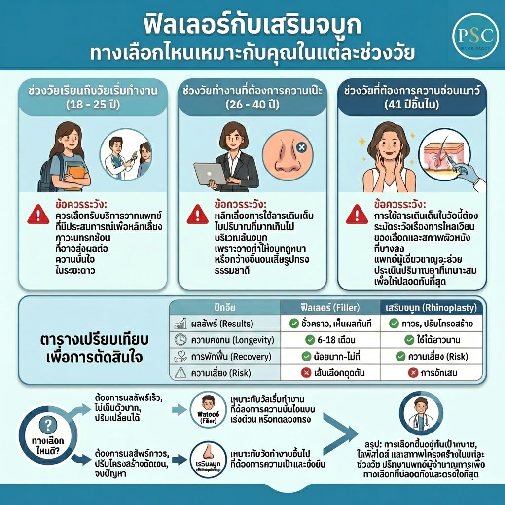 ฟิลเลอร์กับเสริมจมูก ทางเลือกไหนเหมาะกับคุณในแต่ละช่วงวัย