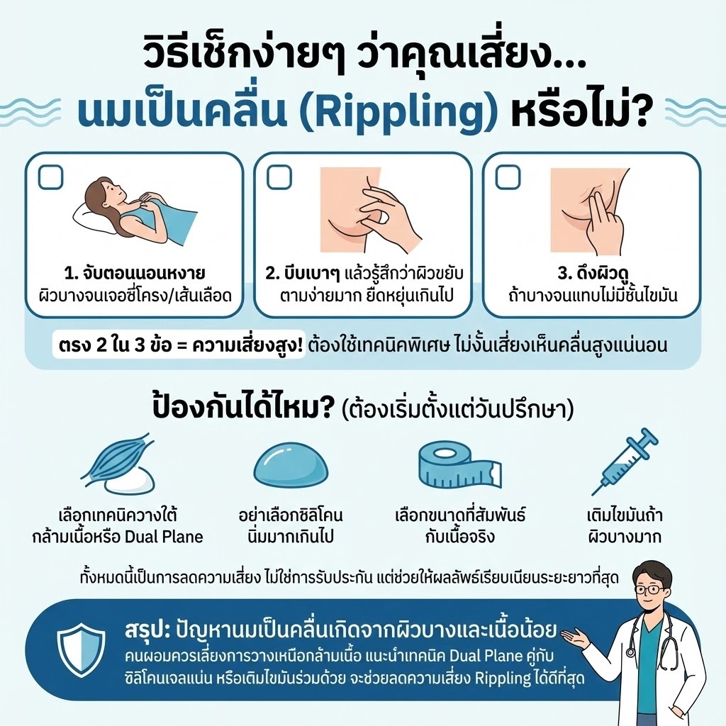 ปัญหา นมเป็นคลื่น (Rippling) เกิดจากอะไร คนผอมเนื้อน้อยต้องทำนมเทคนิคไหนถึงจะรอด​