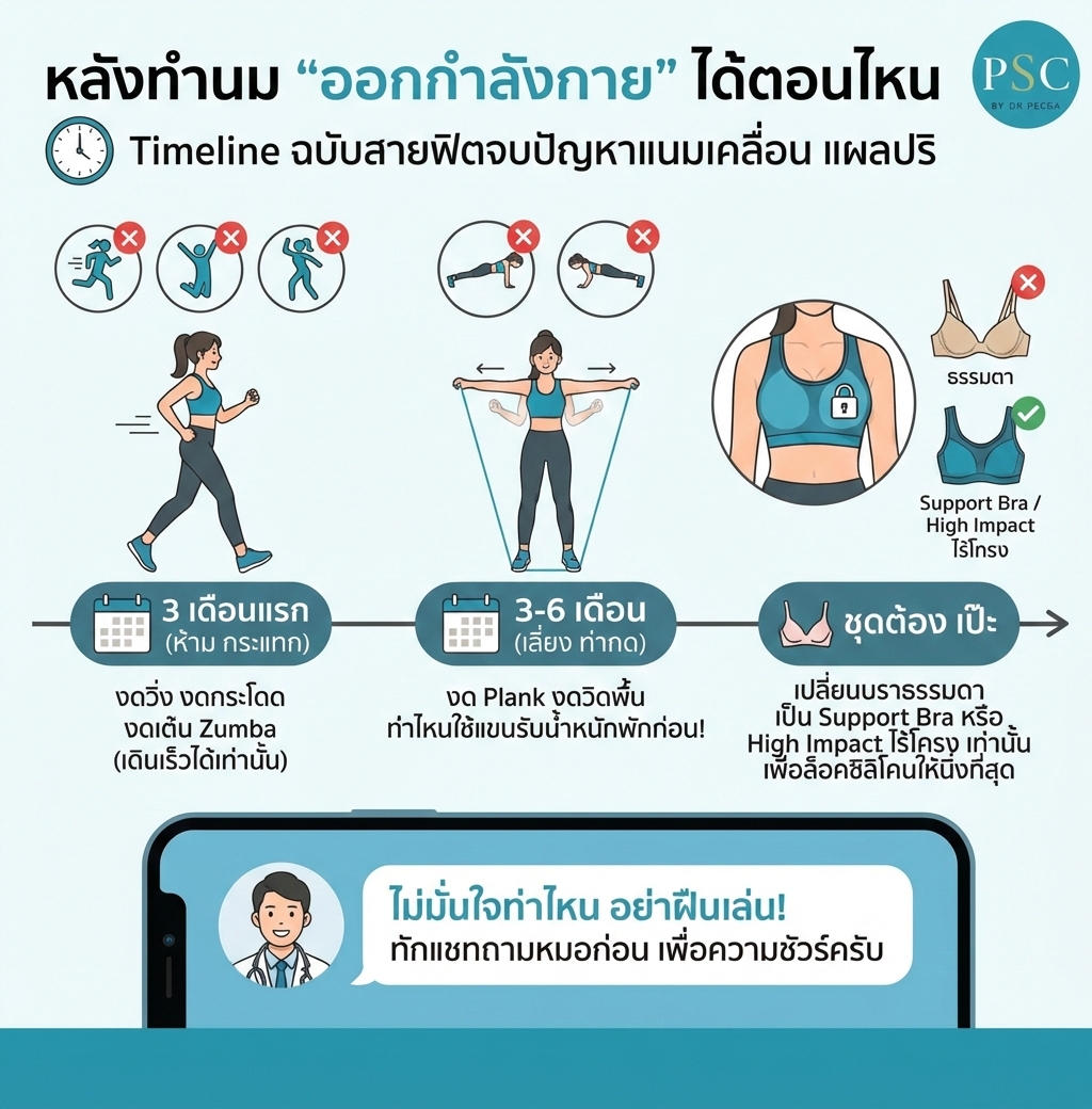 หลังทำนม ออกกำลังกายได้ตอนไหน? คู่มือเข้ายิมสำหรับสายฟิต (วิ่ง เวท โยคะ เริ่มได้เมื่อไหร่)