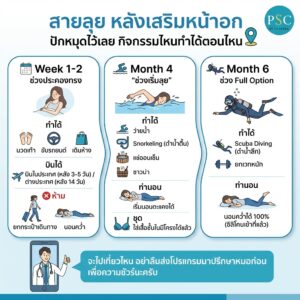 เสริมหน้าอกแล้วขึ้นเครื่องบินได้ไหม? ดำน้ำลึกได้หรือเปล่า? รวมกิจกรรมที่ทำได้และไม่ได้หลังทำนม (ฉบับสายเที่ยว)