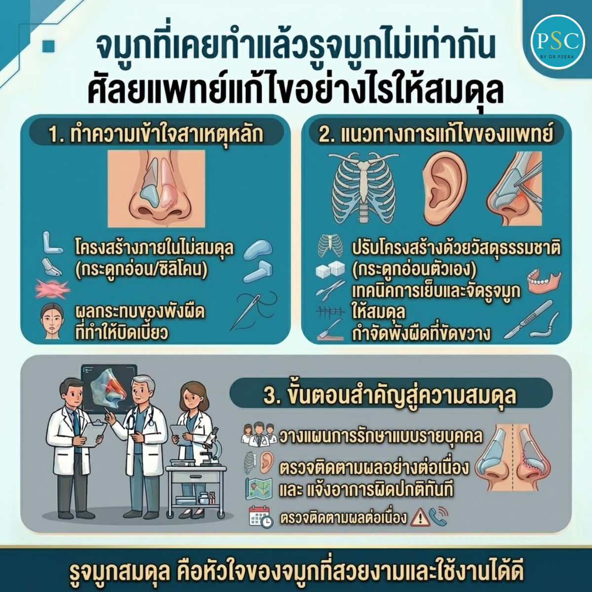 จมูกที่เคยทำแล้วรูจมูกไม่เท่ากัน ศัลยแพทย์แก้ไขอย่างไรให้สมดุล