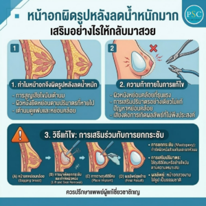 หน้าอกผิดรูปหลังลดน้ำหนักมาก เสริมอย่างไรให้กลับมาสวย